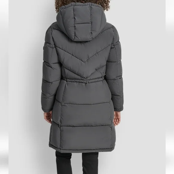 NWT - DKNY Women's Long Gray Puffer Jacket Size M - Picture 11 of 15